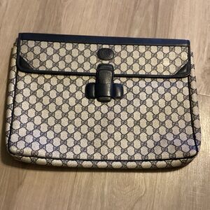 Gucci Navy and Cream Laptop Bag